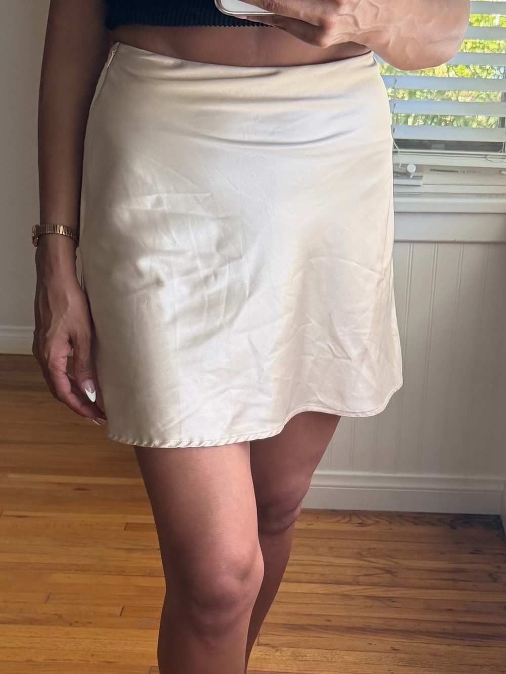 Princess Polly Cream Satin Mini Skirt